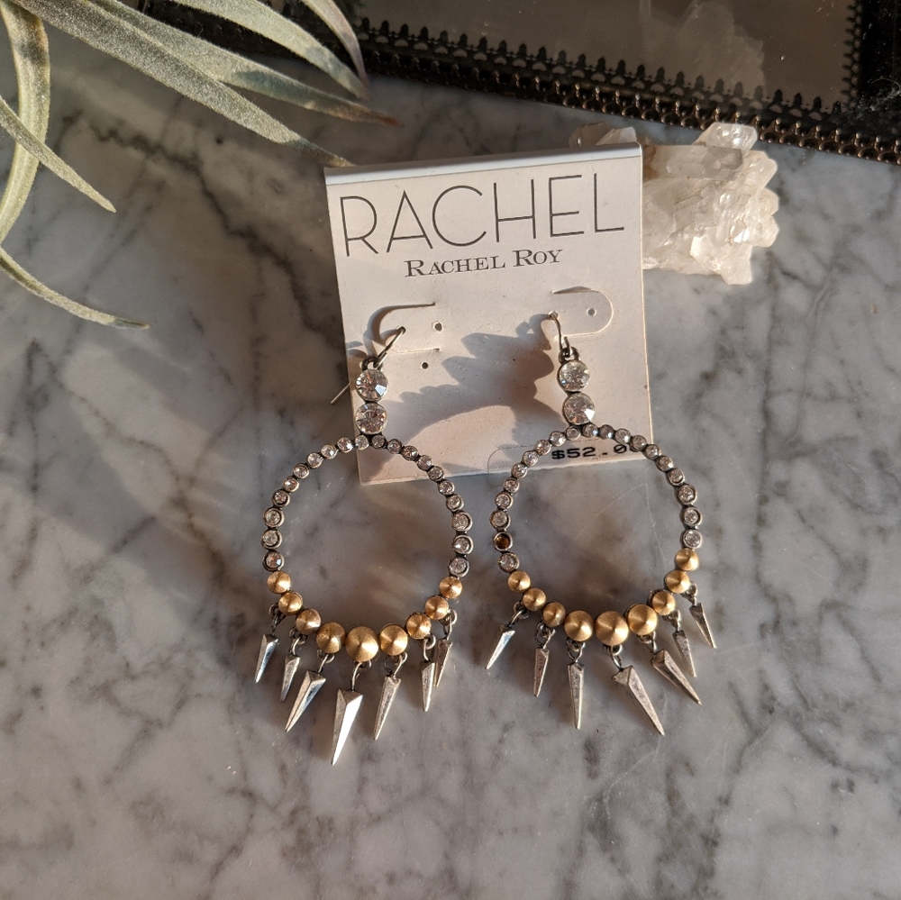 Rachel Roy silver/gold colored earrings NWT
